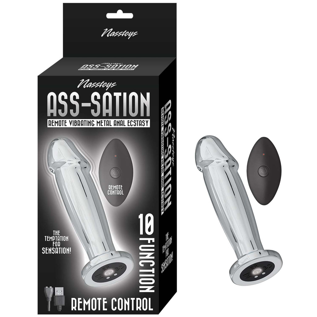 Ass-Sation Remote Vibrating Metal Anal Ecstasy – Silver | Beginner-Friendly Metal Butt Plug