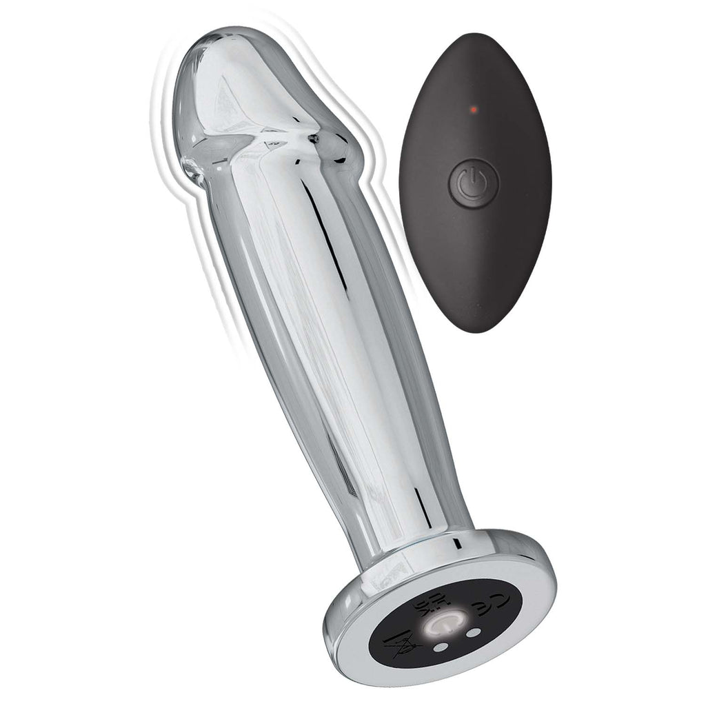 Ass-Sation Remote Vibrating Metal Anal Ecstasy – Silver | Beginner-Friendly Metal Butt Plug