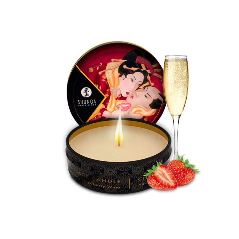 Mini Massage Candle 30 ml / 1 oz - Romance/Sparkling Strawberry w.
