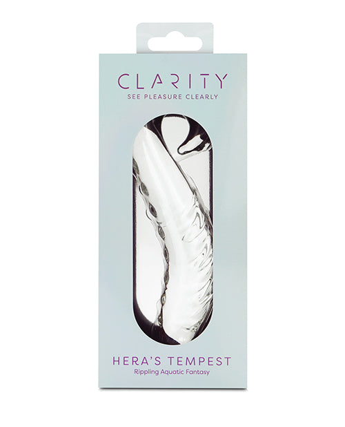 Clarity Hera’s Tempest Glass Dildo – 5.5" Sculpted Circular-Handle Wand