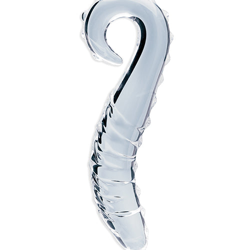 Clarity Hera’s Tempest Glass Dildo – 5.5" Sculpted Circular-Handle Wand