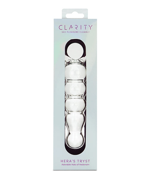 Clarity Hera’s Tryst Glass Dildo – 4.9" Beaded Circular-Handle Wand