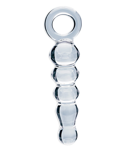 Clarity Hera’s Tryst Glass Dildo – 4.9" Beaded Circular-Handle Wand