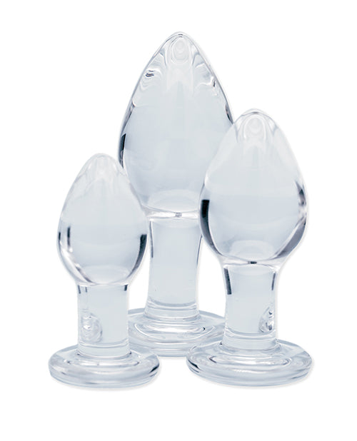 Clarity Utopian Trinity Glass Plug Set – 3-Piece Beginner-to-Advanced Anal Kit
