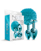 Nixie Metal Butt Plug Set – Blue Pom Pom & Jewel Inlaid