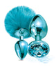 Nixie Metal Butt Plug Set – Blue Pom Pom & Jewel Inlaid