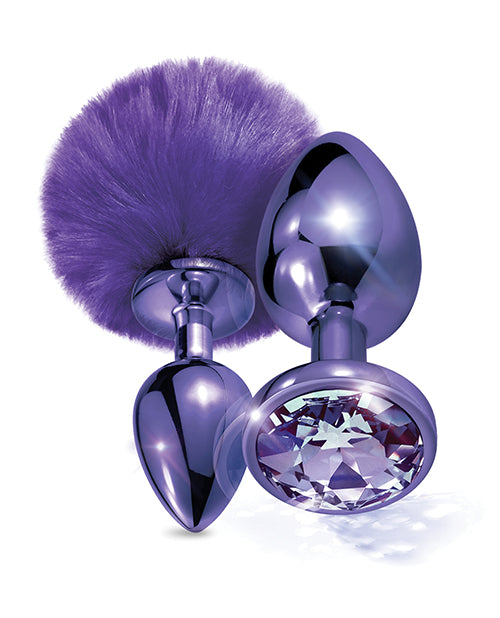 Nixie Metal Butt Plug Set – Purple Pom Pom & Jewel Inlaid