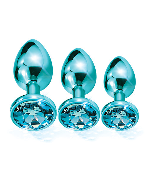 Nixie Metal Butt Plug Trainer Set – Blue Metallic Jeweled