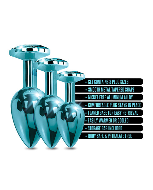 Nixie Metal Butt Plug Trainer Set – Blue Metallic Jeweled