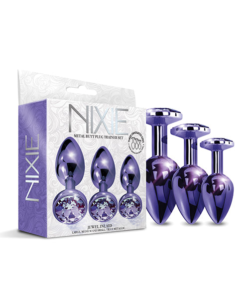 Nixie Metal Butt Plug Trainer Set – Purple Metallic Jeweled
