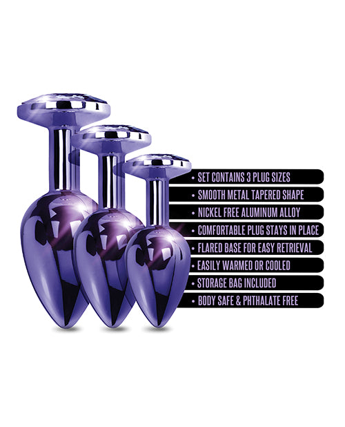 Nixie Metal Butt Plug Trainer Set – Purple Metallic Jeweled
