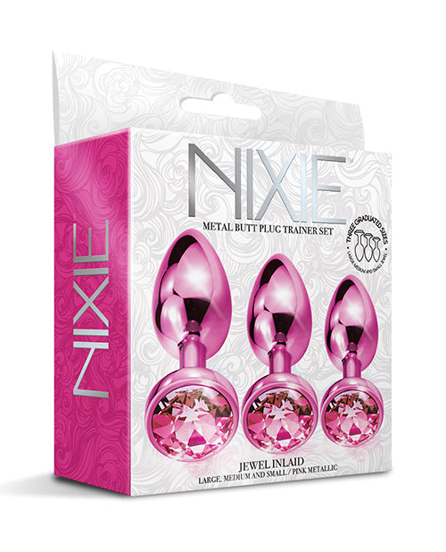 Nixie Metal Butt Plug Trainer Set – Pink Metallic Jeweled
