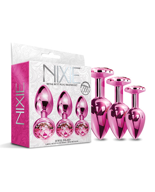 Nixie Metal Butt Plug Trainer Set – Pink Metallic Jeweled
