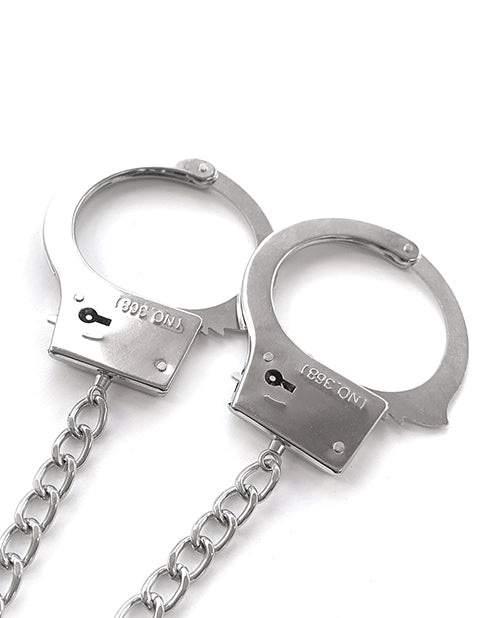 Nixie Metal Butt Plug & Fur Cuffs Set – Silver Metallic