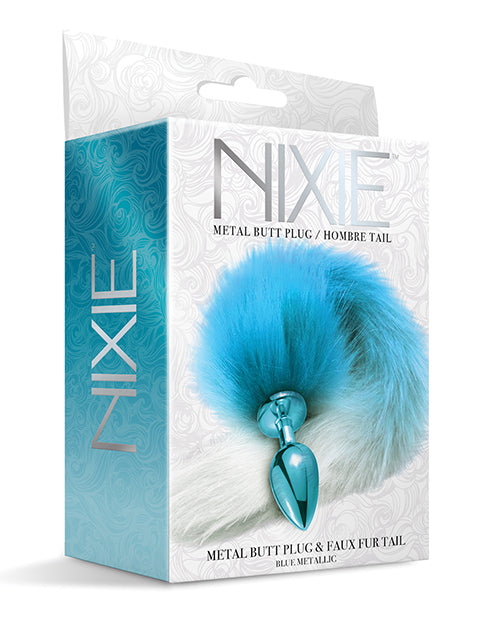 Nixie Metal Butt Plug w/ Faux Fur Tail – Blue Metallic