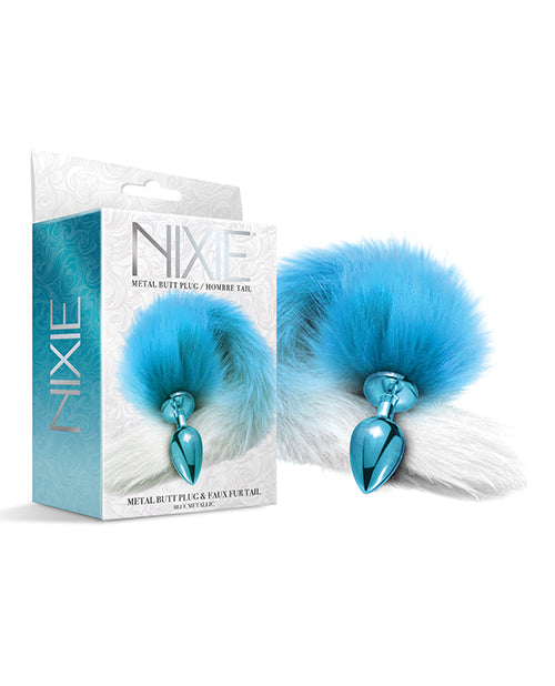 Nixie Metal Butt Plug w/ Faux Fur Tail – Blue Metallic