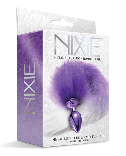 Nixie Metal Butt Plug w/ Faux Fur Tail – Purple Metallic