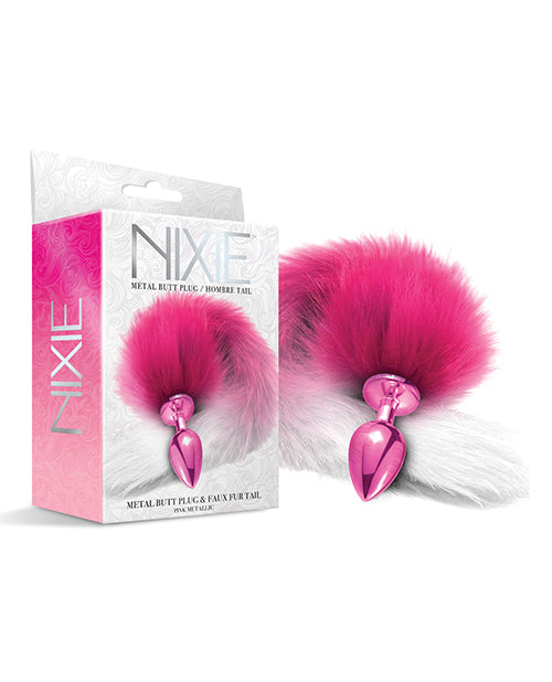 Nixie Metal Butt Plug w/ Faux Fur Tail – Pink Metallic