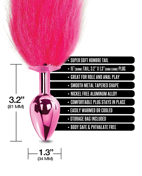 Nixie Metal Butt Plug w/ Faux Fur Tail – Pink Metallic