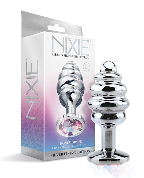 Nixie Honey Dipper Large Metal Butt Plug – Rainbow Jewel