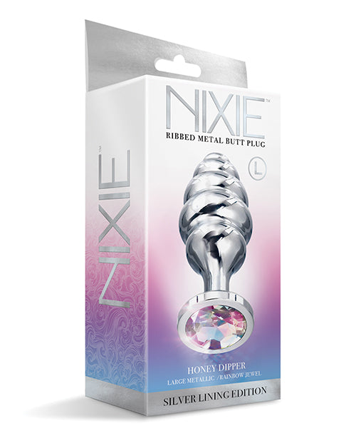 Nixie Honey Dipper Large Metal Butt Plug – Rainbow Jewel