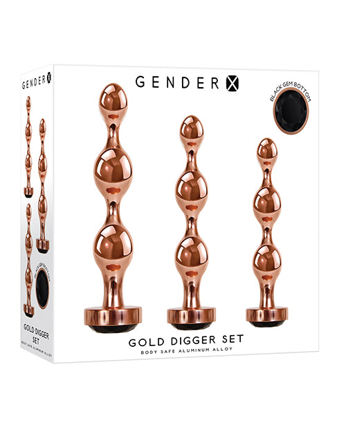Gender X Gold Digger Set – Rose Gold Metal Anal Plug Trio